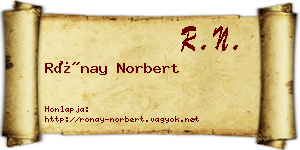 Rónay Norbert névjegykártya